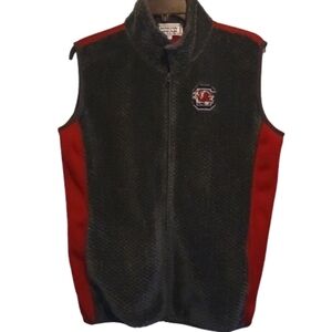 Know Wear South Carolina Gamecocks Fleece Vest‎ Size L Red Gray Zip Front
